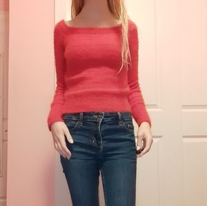 Red fuzzy sweater